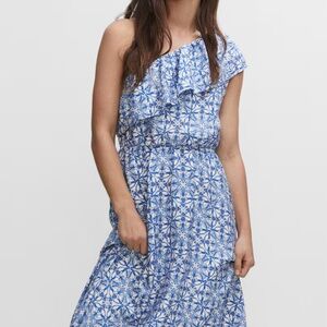 MANGO Asymmetrical Ruffle Dress - Size S